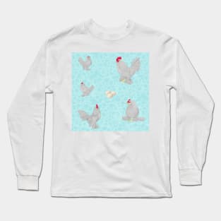 Lavender Belgian D'Uccle Pattern Blue Long Sleeve T-Shirt